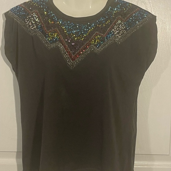 Zara Black Top with Colorful Embellishments - Picture 1 of 6